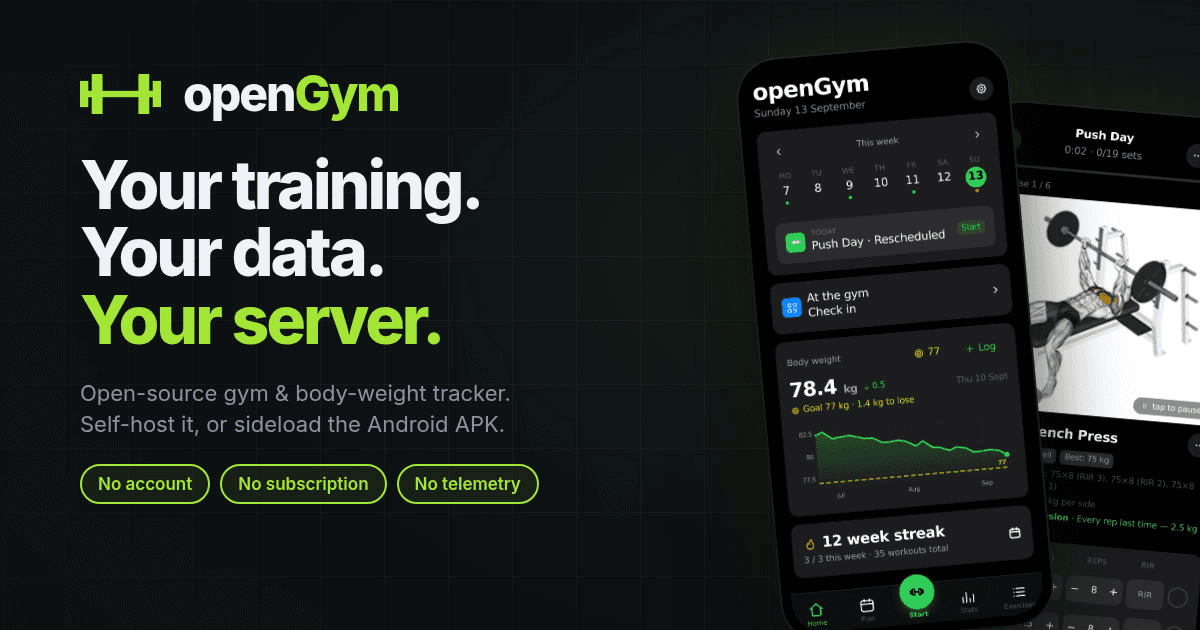 openGym : son suivi de musculation auto-hébergé avec Docker