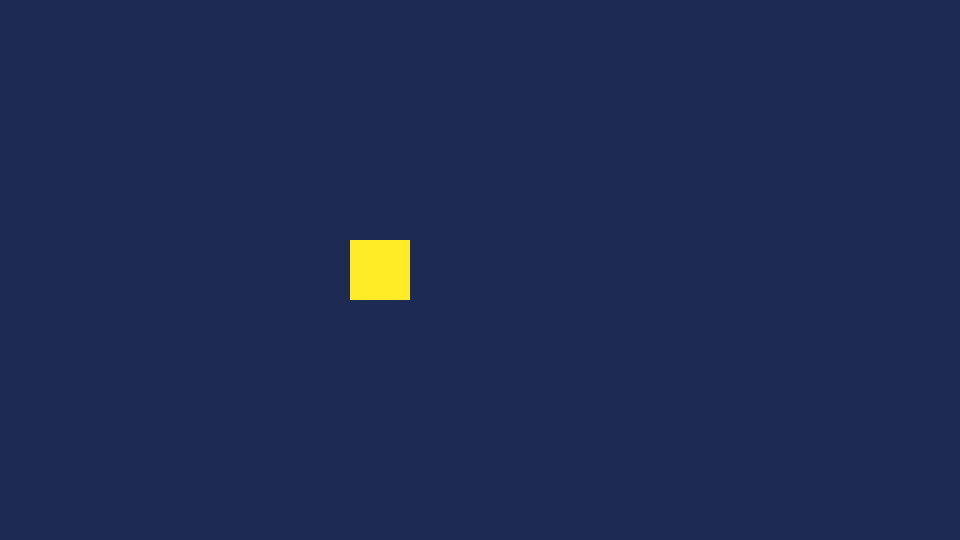Carré jaune sur fond bleu nuit, premier programme Phaser