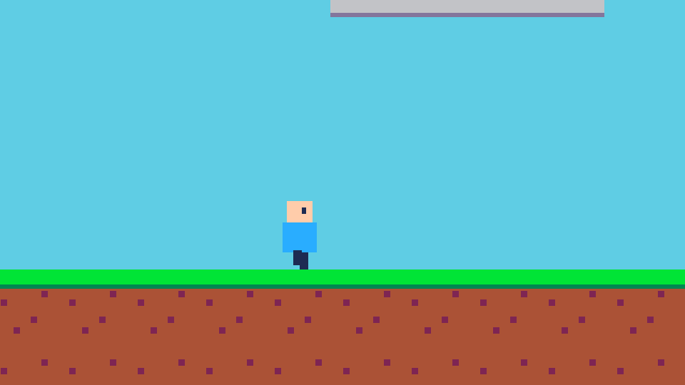 Gros plan du personnage en pixel art en train de courir sur l'herbe